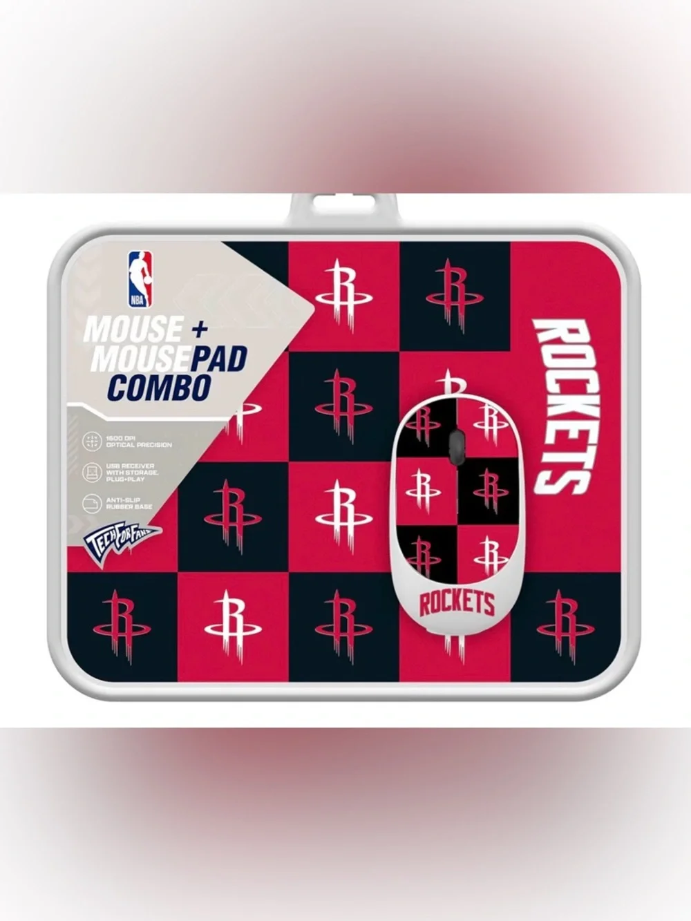 Houston Rockets NBA Wireless Mouse and Mouse Pad- Checkered
